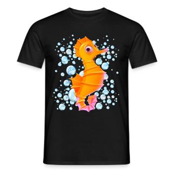 Sea Horse Bubbles - Men's T-Shirt - black - Front - AI Model Male 178 light (178cm)