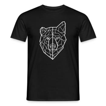 Wild animal Origami wolf & bear line art - Men's T-Shirt - black - Front - AI Model Male 178 light (178cm)