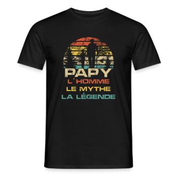 Papy - l'homme le mythe la legende, anni & noël - T-shirt homme - noir - Devant - AI Model Male 178 light (178cm)