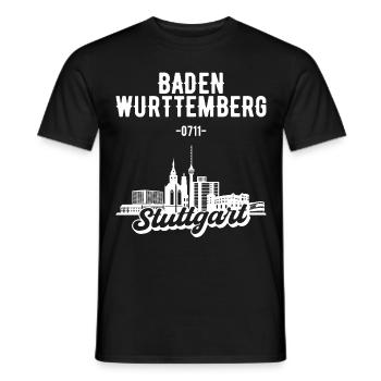 Stuttgart Baden Württemberg Skyline Geschenk - Männer T-Shirt - Schwarz - Vorne - AI Model Male 178 light (178cm)