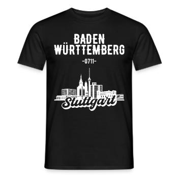 Stuttgart Baden Württemberg Skyline - Männer T-Shirt - Schwarz - Vorne - AI Model Male 178 light (178cm)