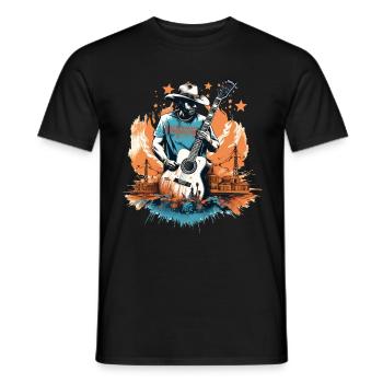 Musique Country Guitare Guitariste Chanteur Vintage - T-shirt homme - noir - Devant - AI Model Male 178 light (178cm)
