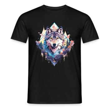 Wolf Wolf’s Head Nature Wilderness Adventure Art forestier - T-shirt homme - noir - Devant - AI Model Male 178 light (178cm)