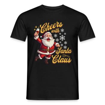 Santa Claus Alcohol Beer Mulled Wine Liquor Cheers - Men's T-Shirt - black - Front - AI Model Male 178 light (178cm)