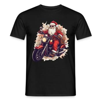 Weihnachtsmann Motorrad Sonnenbrille Weihnachten - Männer T-Shirt - Schwarz - Vorne - AI Model Male 178 light (178cm)