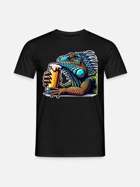 Leguan Bier - Männer T-Shirt - Schwarz