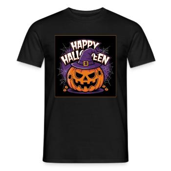 Happy Halloween Pumpkin Witch Hat Grimace Horror Fun - Men's T-Shirt - black - Front - AI Model Male 178 light (178cm)