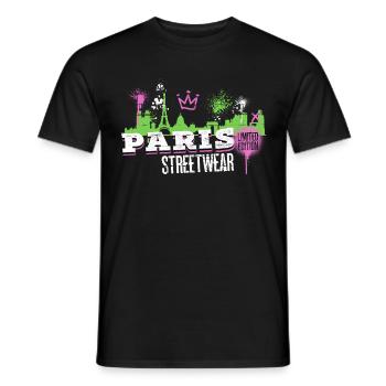 Paris Skyline Stadt Frankreich Graffiti Kunst - Männer T-Shirt - Schwarz - Vorne - AI Model Male 178 light (178cm)