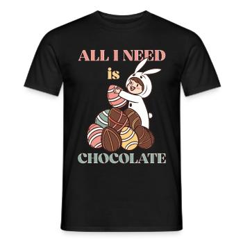 All I Need Is Chocolate – Funny Easter Bunny - Men's T-Shirt - black - Front - AI Model Male 178 light (178cm)