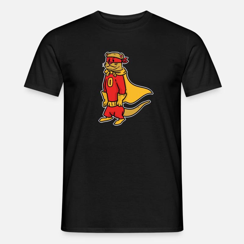 Otter Superheld Geschenk - Männer T-Shirt - Schwarz