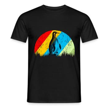 Pingouin rétro - T-shirt homme - noir - Devant - AI Model Male 178 light (178cm)