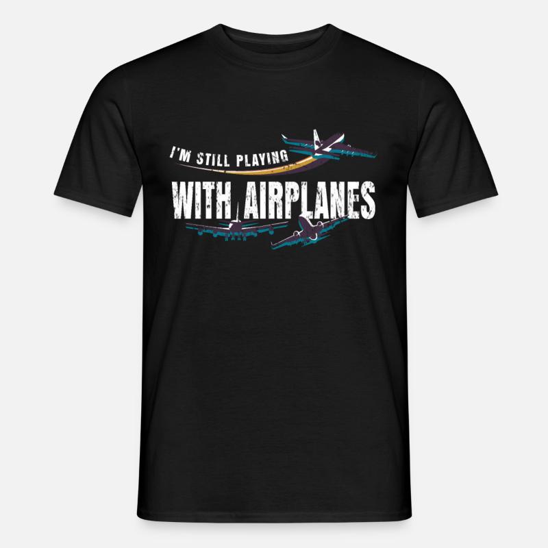 Flugzeug Pilot - Männer T-Shirt - Schwarz