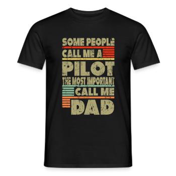 Pilot Papa Geschenk - Männer T-Shirt - Schwarz - Vorne - AI Model Male 178 light (178cm)