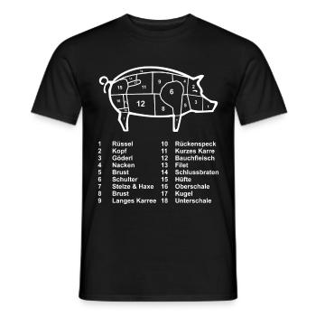 Schwein Fleisch Metzger Fleischer - Männer T-Shirt - Schwarz - Vorne - AI Model Male 178 light (178cm)