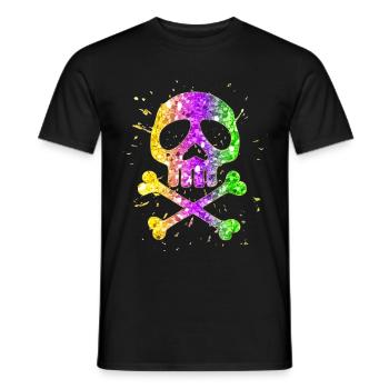 Carnival Mardi Gras skull captain pirate costume - Men's T-Shirt - black - Front - AI Model Male 178 light (178cm)