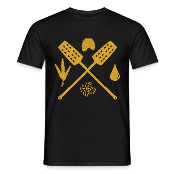 Beer Braupaddel Hops and Malt - Men's T-Shirt - black - Front - AI Model Male 178 light (178cm)