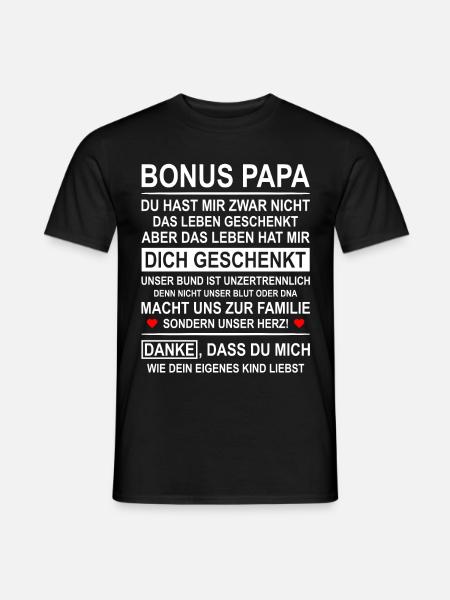 Bonus Papa vom Stiefkind geschenkt - Männer T-Shirt - Schwarz