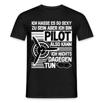 Pilot - Sexy Flieger Spruch - Männer T-Shirt - Schwarz - Vorne - AI Model Male 178 light (178cm)