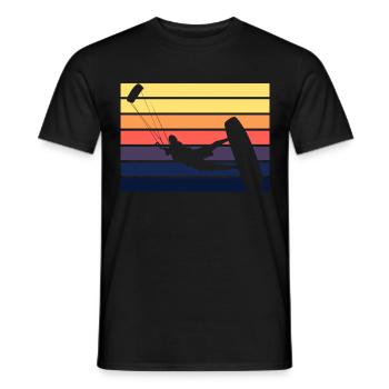 Kitesurf Kite rétro coucher de soleil - T-shirt homme - noir - Devant - AI Model Male 178 light (178cm)