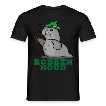 Robbe - lustiger Robben Hood Spruch Witz - Männer T-Shirt - Schwarz - Vorne - AI Model Male 178 light (178cm)