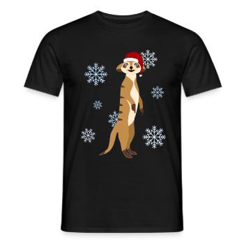 Bonnet de Noel de Noël suricate - T-shirt homme - noir - Devant - AI Model Male 178 light (178cm)