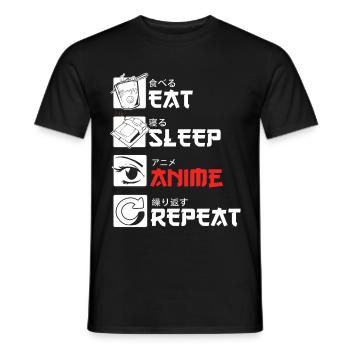 Eat Sleep Anime Repeatr Kids Funny Japon - T-shirt homme - noir - Devant - AI Model Male 178 light (178cm)