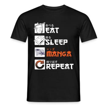 manger sommeil manga répéter - T-shirt homme - noir - Devant - AI Model Male 178 light (178cm)