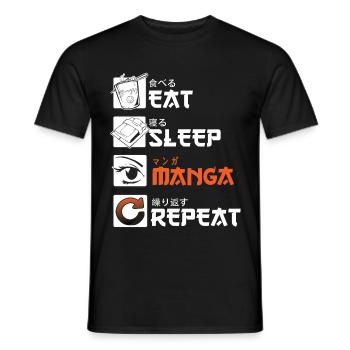 manger sommeil manga répéter - T-shirt homme - noir - Devant - AI Model Male 178 light (178cm)