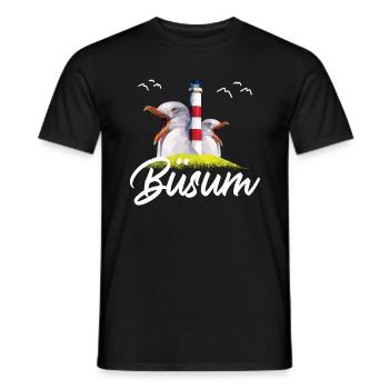 Büsum Nordsee Seebad Leuchtturm Möwe Geschenk - Männer T-Shirt - Schwarz - Vorne - AI Model Male 178 light (178cm)