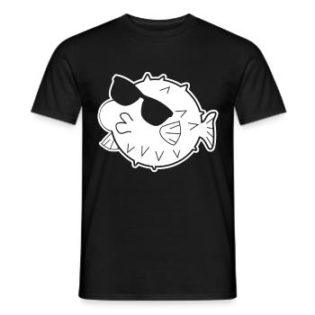 Poisson-globe avec lunettes de soleil - T-shirt homme - noir - Devant - AI Model Male 178 light (178cm)