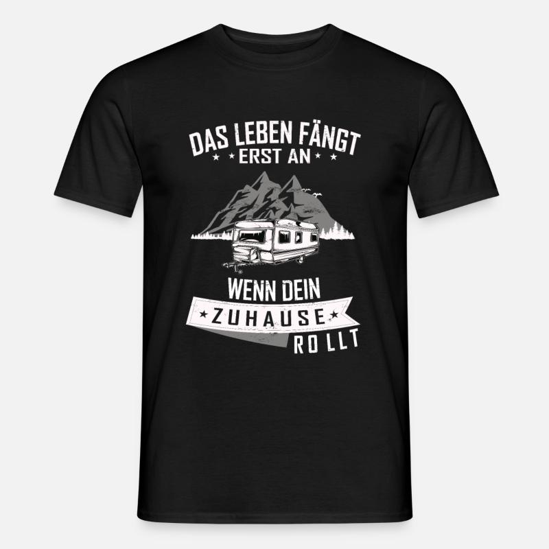 Camping mit dem wohnwagen - Männer T-Shirt - Schwarz
