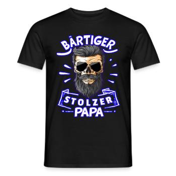 Papa stolz Bart Bärtiger Papa Bärtiger stolzer Dad - Männer T-Shirt - Schwarz - Vorne - AI Model Male 178 light (178cm)