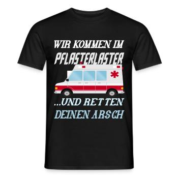 PFLASTERLASTER Sanitäter Krankenwagen - Männer T-Shirt - Schwarz - Vorne - AI Model Male 178 light (178cm)