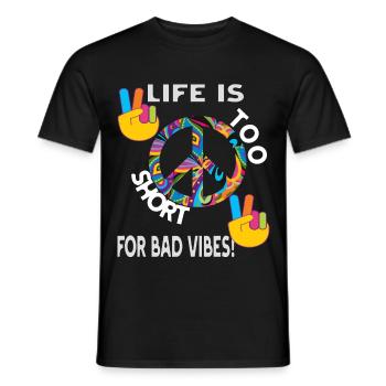 Hippie Festival geschenk Peacezeichen Spruch - Männer T-Shirt - Schwarz - Vorne - AI Model Male 178 light (178cm)