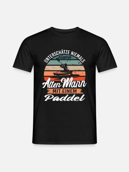 alten mann mit einem Paddel - Männer T-Shirt - Schwarz