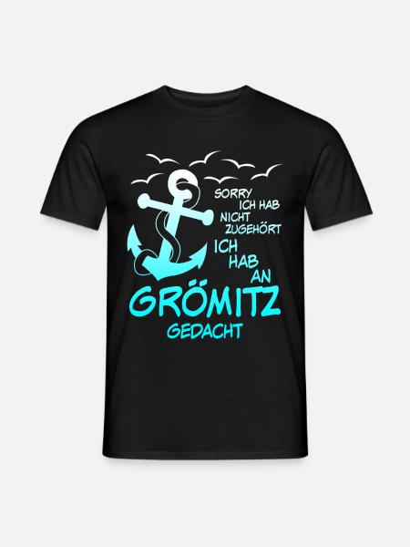 Grömitz Spruch mit Anker - Männer T-Shirt - Schwarz