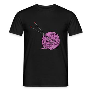 Pink knitting yarn - Men's T-Shirt - black - Front - AI Model Male 178 light (178cm)
