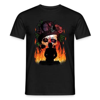 DJ Skull Flames Snakes Musician Party - Men's T-Shirt - black - Front - AI Model Male 178 light (178cm)
