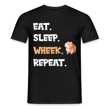 Cobaye Eat sleep wheek repeat sort - T-shirt homme - noir - Devant - AI Model Male 178 light (178cm)