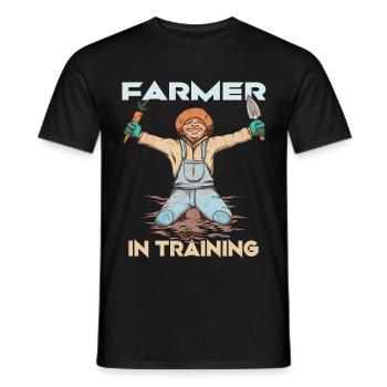 Retro Farmer In Training Farming Animals - Men's T-Shirt - black - Front - AI Model Male 178 light (178cm)