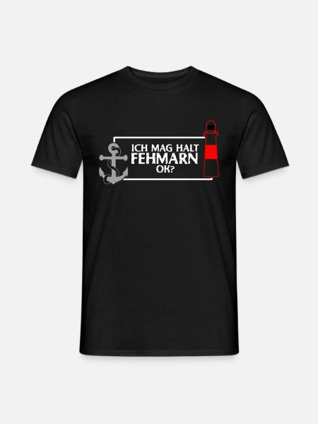 Fehmarn Anker Leuchtturm - Männer T-Shirt - Schwarz