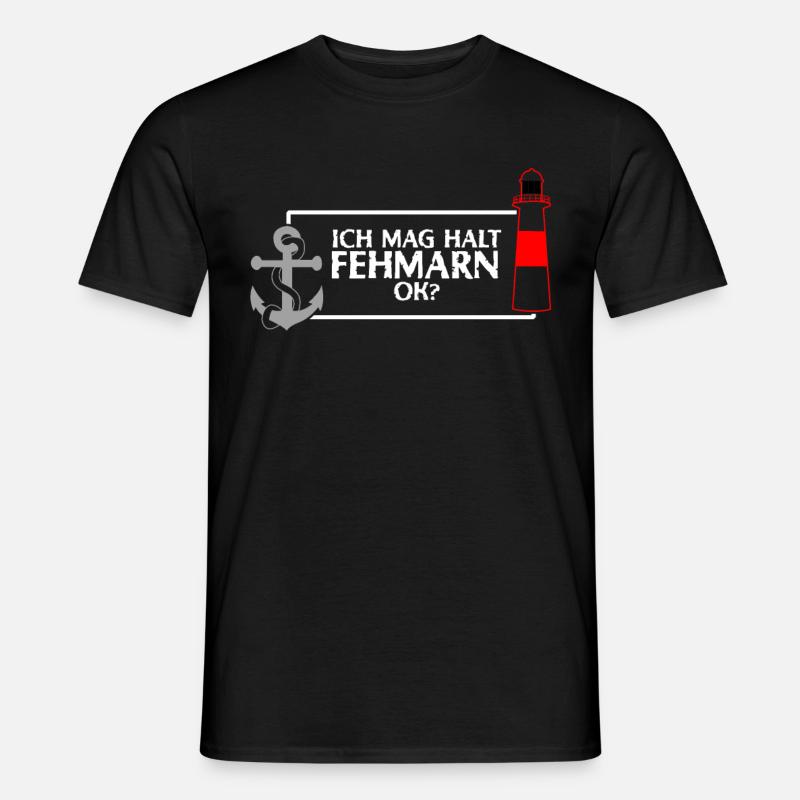 Fehmarn Anker Leuchtturm - Männer T-Shirt - Schwarz