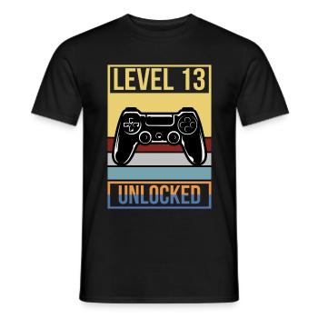 13th Birthday Birthday 2008 Gaming Level 13 - Men's T-Shirt - black - Front - AI Model Male 178 light (178cm)
