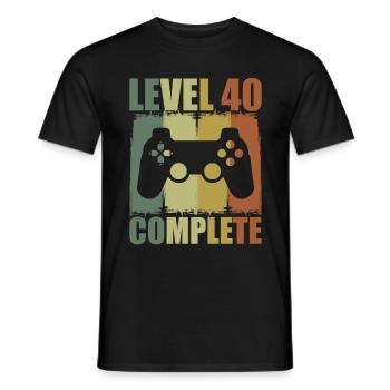 40. Geburtstag Level 40 Complete Gamer retro - Männer T-Shirt - Schwarz - Vorne - AI Model Male 178 light (178cm)