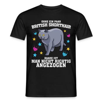 Britisch Kurzhaar - Männer T-Shirt - Schwarz - Vorne - AI Model Male 178 light (178cm)