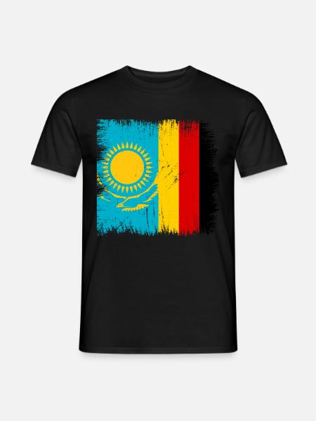 Kazakhstan Deutschland Flagge Kasachstan - Männer T-Shirt - Schwarz