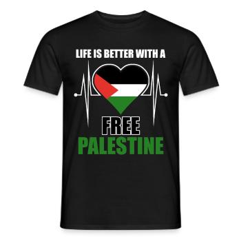 Palestine Flag Free Palestine - Men's T-Shirt - black - Front - AI Model Male 178 light (178cm)