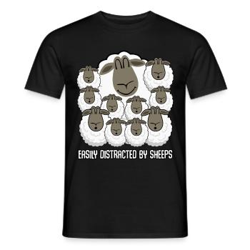 Sheep Easily distracted by Sheeps Sheep - Men's T-Shirt - black - Front - AI Model Male 178 light (178cm)