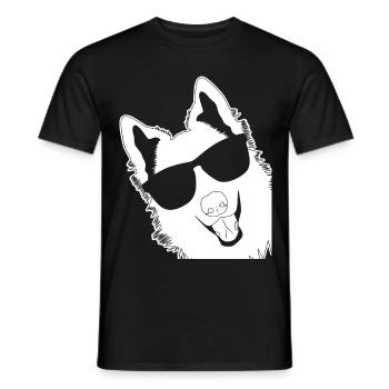 Chien de berger blanc avec lunettes de soleil - T-shirt homme - noir - Devant - AI Model Male 178 light (178cm)