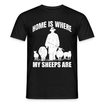 Home Is Where My Sheeps Shepherd Shepherd Shepherd - Men's T-Shirt - black - Front - AI Model Male 178 light (178cm)
